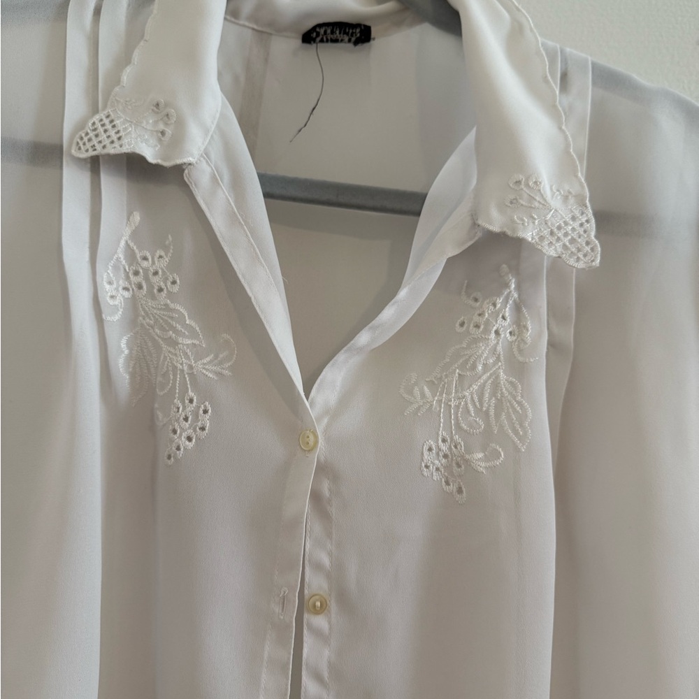 Elegant White Embroidered Blouse